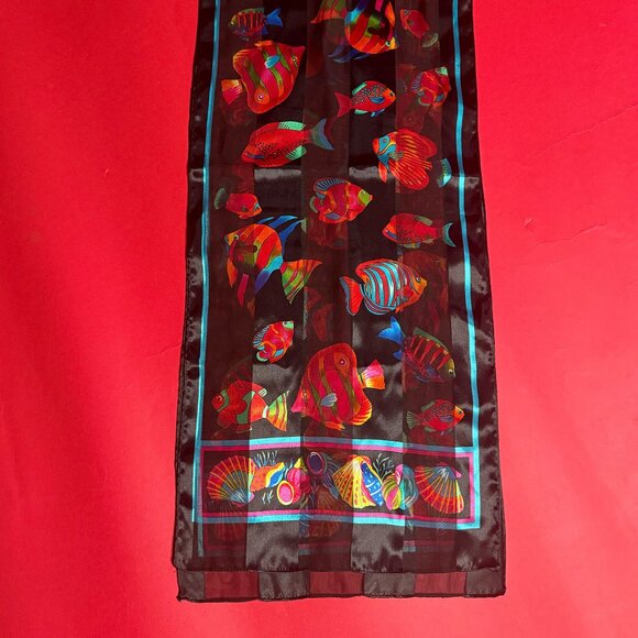 Unique Ocean-Inspired Scarf – Fish Print, Feels Like Silk, Summer Chic - Picture 7 of 11